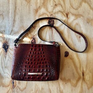 Brahmin Vintage Crocodile Embossed Leather Crossbody Bag